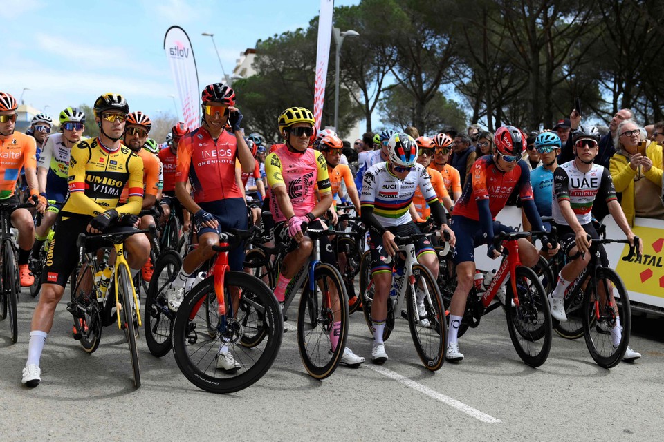 Bij de start van de eerste etappe in de Ronde van Catalonië.