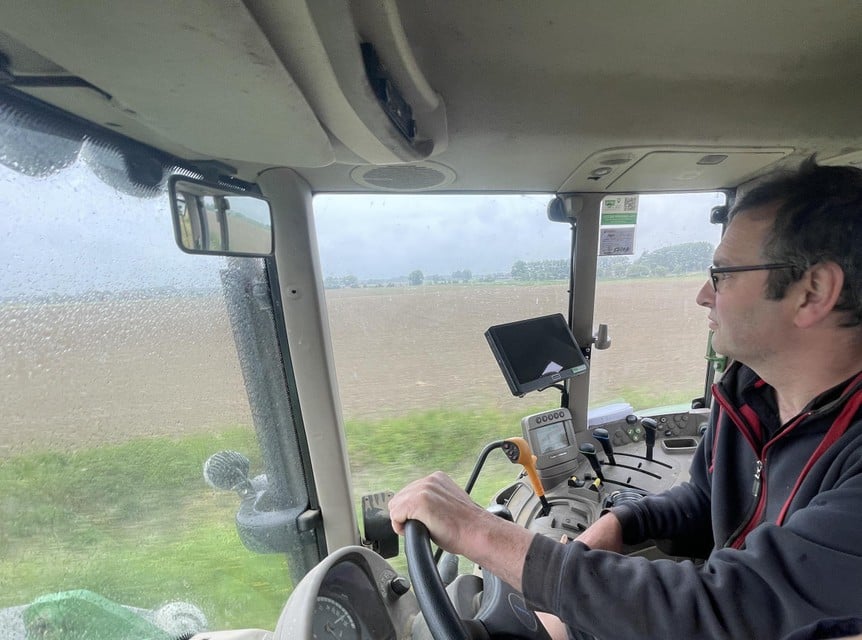 Karel in his tractor.