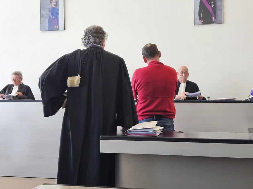 The defendant during the plea in March.