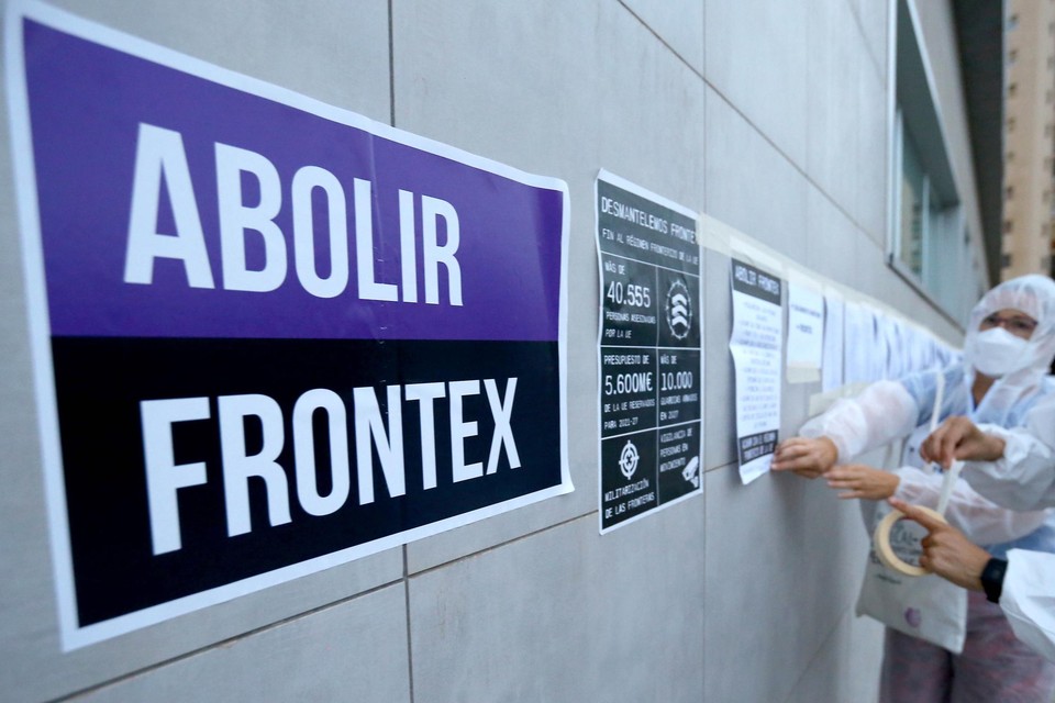 Ook in Spanje werd actie gevoerd tegen Frontex. 