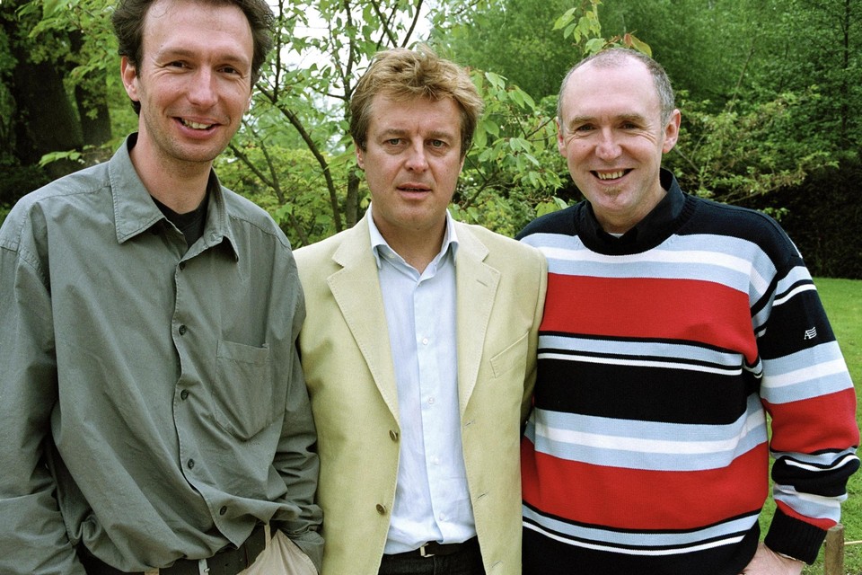 Michel Wuyts (rechts) in 2002, met Frank Raes en Stef Wijnants (links). Zij mochten naar de Wereldbeker voetbal in 2002. 