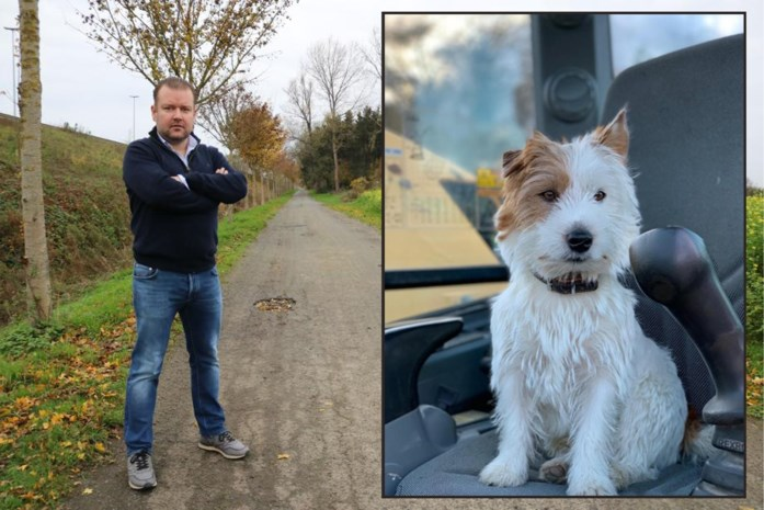 Kristoff van Havere en hondje Dribbel, dat door een jogger met twee messteken in het hart werd doodgestoken. 