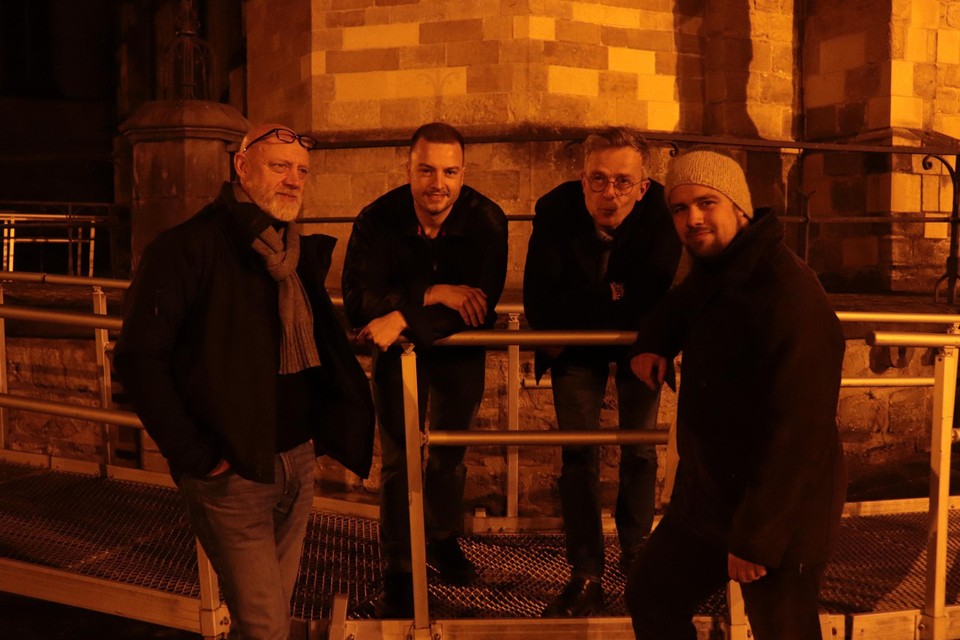 Bandleden Peter Reynaert, Pieter-Jan Boriau, Philip Cherretté en Brecht Breynaert.