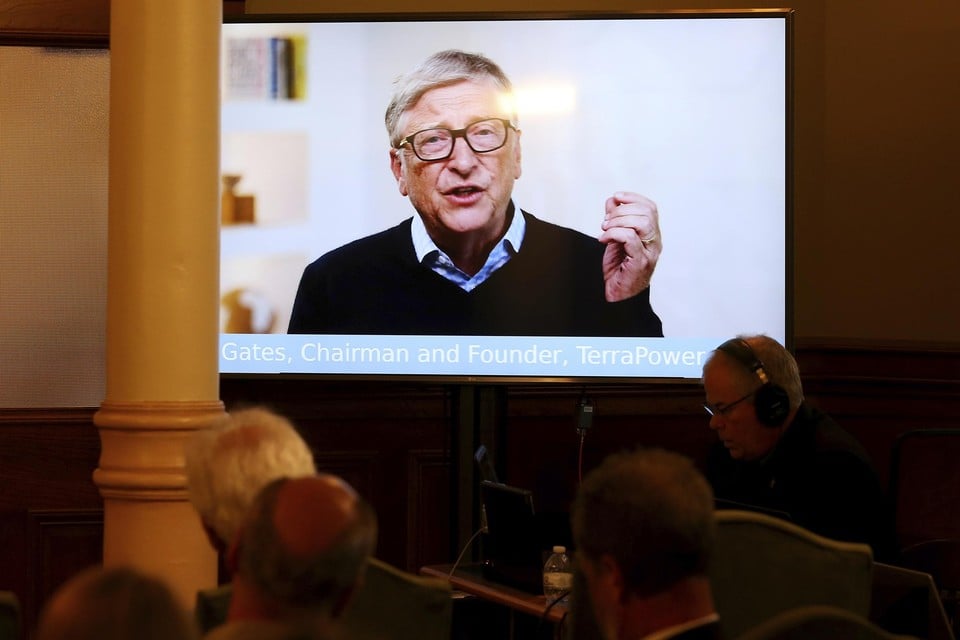 Bill Gates tijdens de digitale persconferentie in Wyoming 