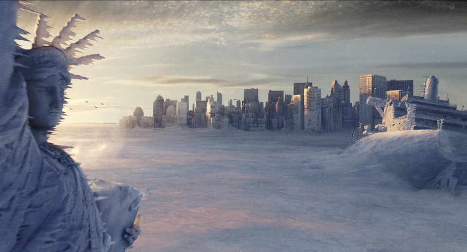 Een compleet ondergesneeuwd New York in ‘The day after tomorrow’. 