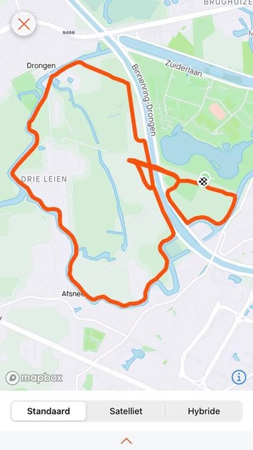 Het waarschijnlijke joggingtraject van de Pieter-Jan Huygens 