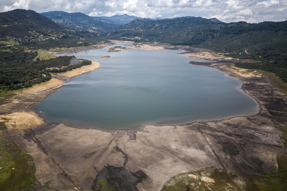 Het San Rafael-reservoir is naar een laag peil gezakt.