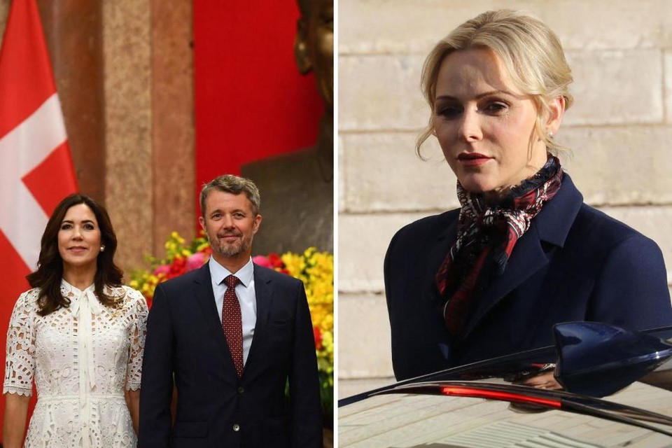 Kroonprins Frederik van Denemarken en kroonprinses Mary (links), Charlene van Monaco (rechts) 
