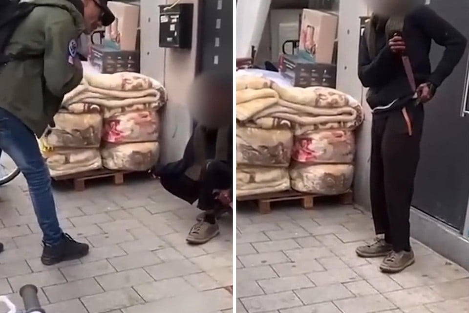 VIDEO. Bystander talks to the suspect of fatal stabbing in Seefhoek, while he still has the murder weapon in his hands (Antwerp 2060)