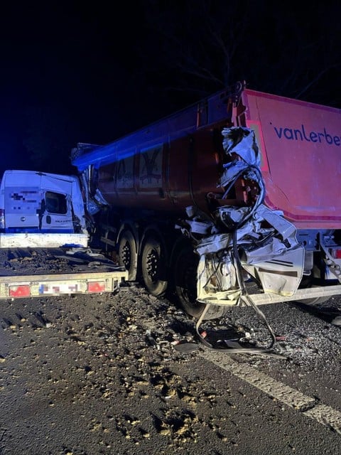 The truck was also badly damaged.