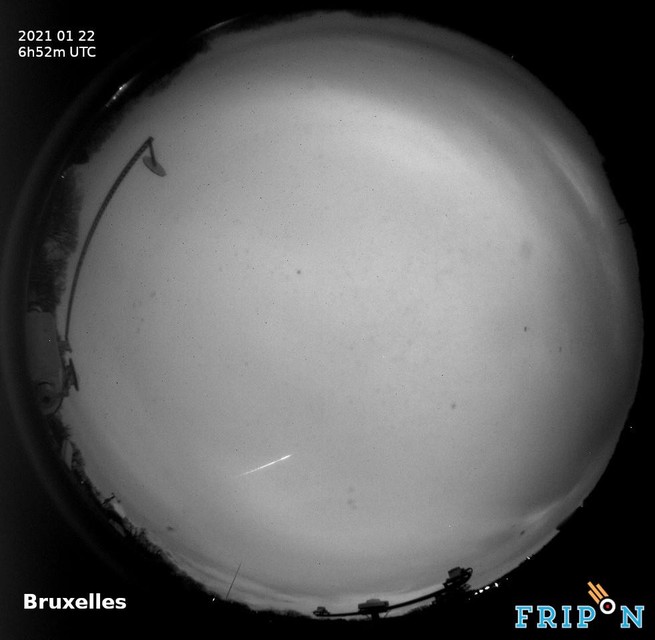 Beeld van de meteoriet op 22 januari omstreeks 7.52 uur in Brussel 