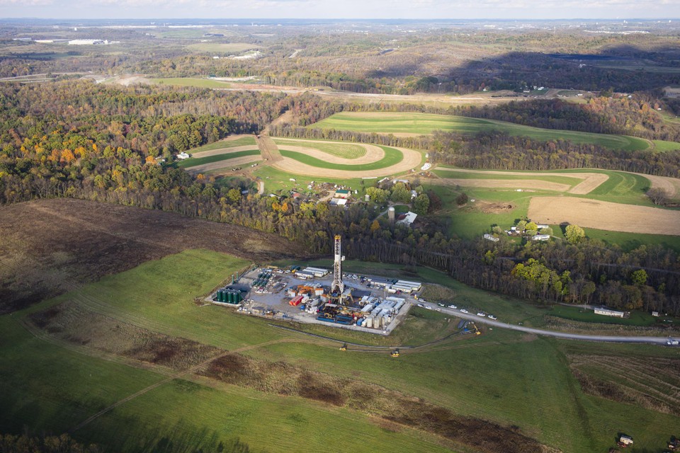 Een fracking-installatie in Robinson Township, Pennsylvania.