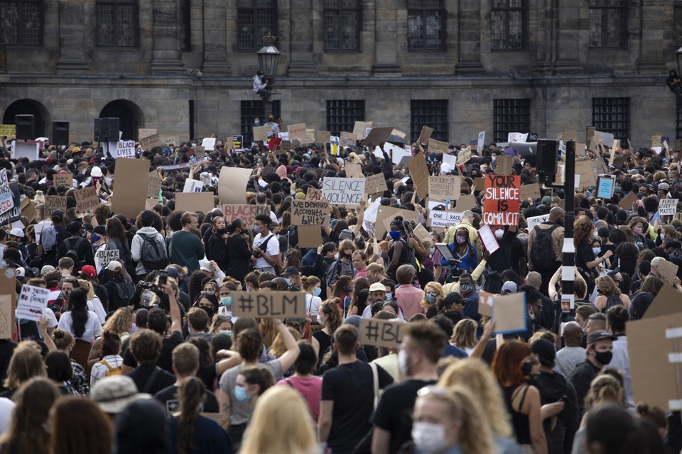 Het Black lives matter-protest in Nederland, 1 juni 2020. 
