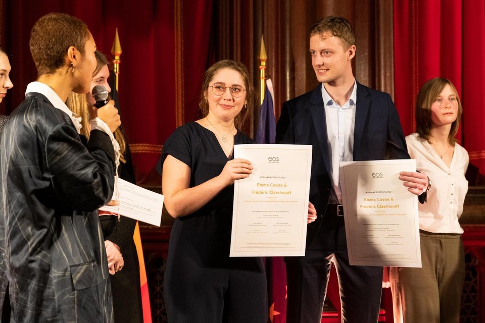 Emma Coene en Frédéric Claerhoudt winnen de Eosprijs. 