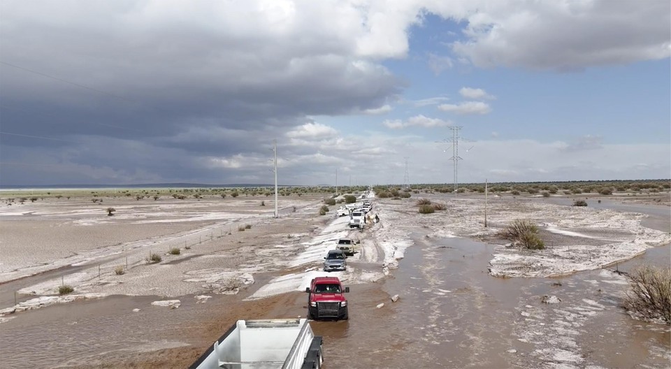 Een plotse overstroming in New Mexico.