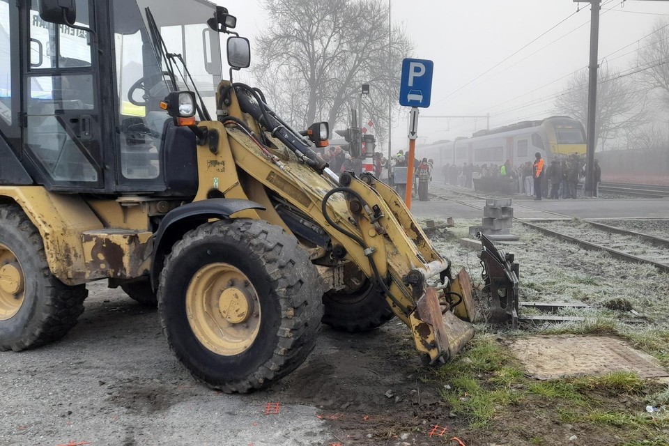 De machine die werd aangereden.