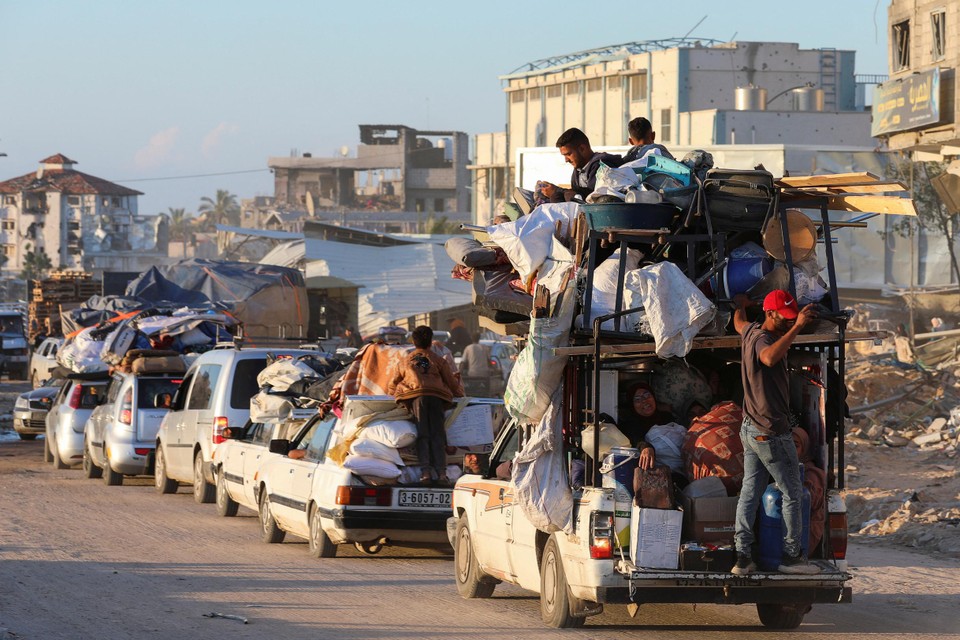 Gazaanse burgers ontvluchten Rafah na een evacuatiebevel van Israël.