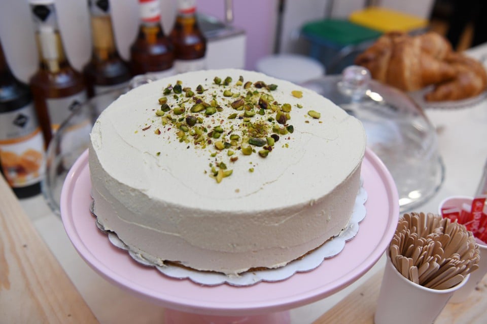 Laura's homemade pistachio cake. 