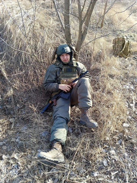 Dmitri Malitsjev in gevechtsuitrusting.