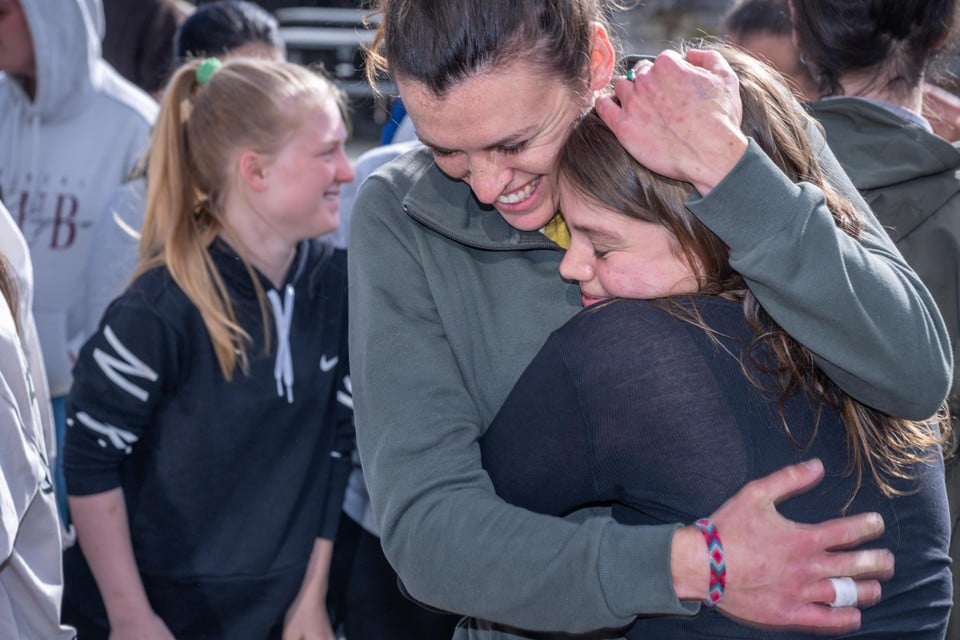 Miss Annelies and Mira - who made the model with the students - fell into each other when hearing the news.