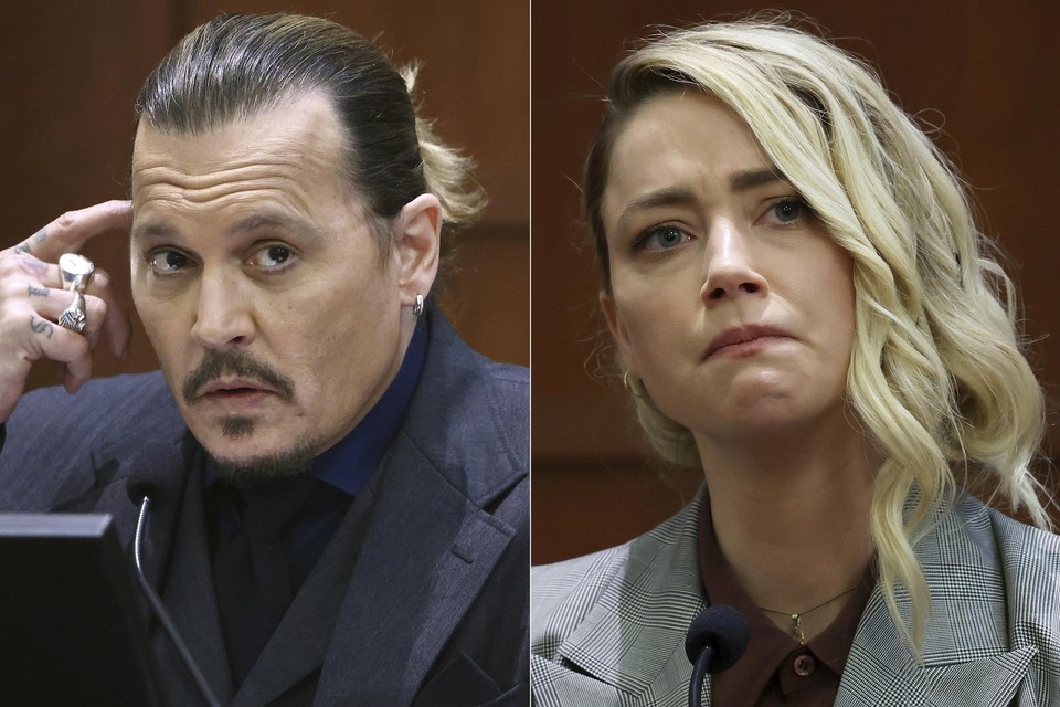 Johnny Depp en Amber Heard tijdens het proces.  