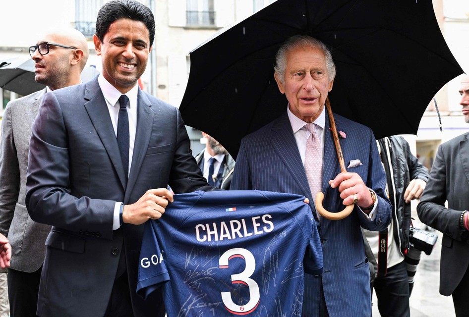 Nasser Al-Khelaïfi, the Qatari chairman of PSG, with Prince Charles.