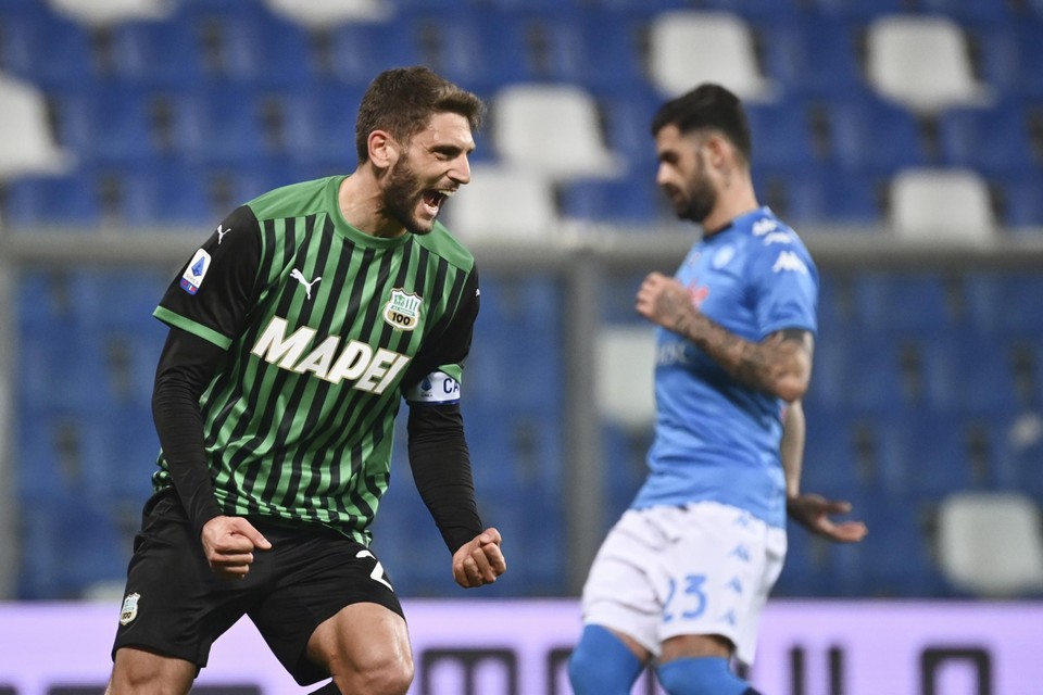 Berardi scoorde kort voor rust vanop de stip. 