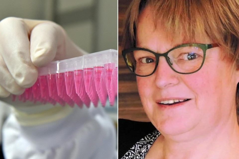 Links: themabeeld van DNA-stalen in een labo. Rechts: Mieke Verlinden. 