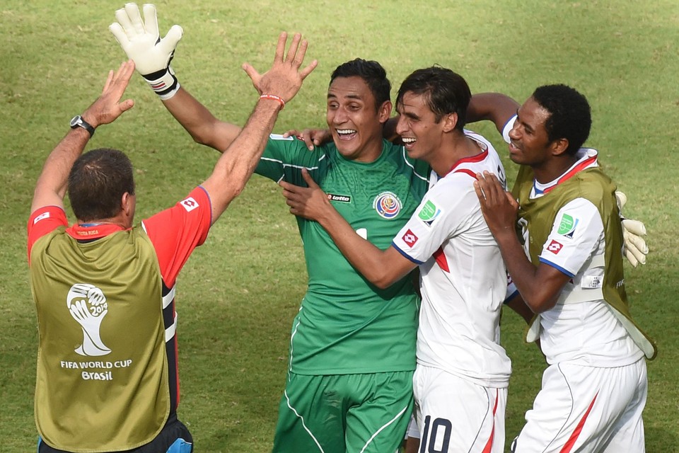 Navas en Ruiz (centraal) tijdens het WK in Brazilië.