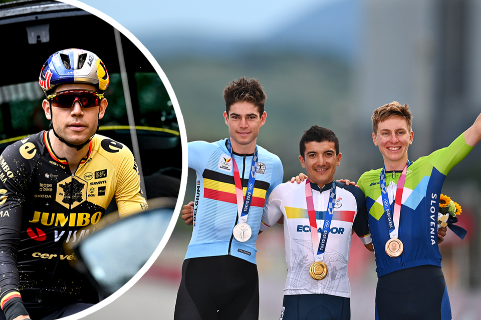 In 2021 stond Van Aert op het podium van de Spelen naast Carapaz en Pogacar, na een voorbereiding met de Tour de France.