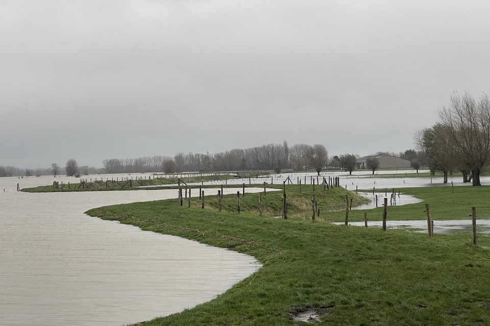 De winterdijk bij Merkem afgelopen zaterdagavond.