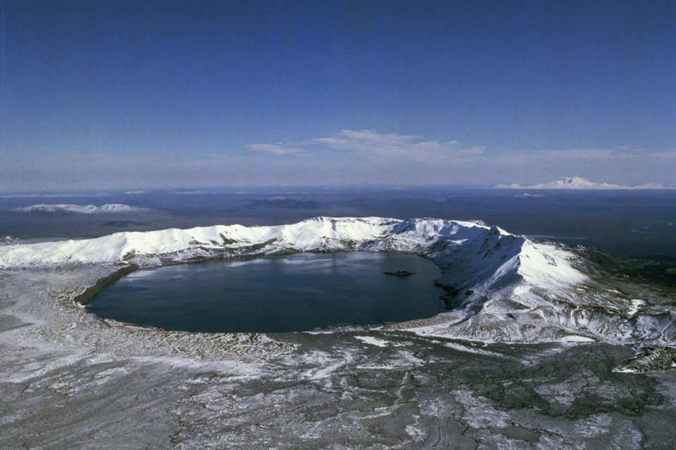 De Askja vulkaan in IJsland staat op uitbarsten.