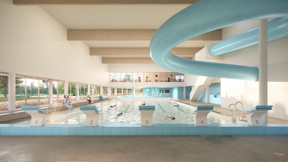 Het nieuwe zwembad aan Balsakker in Lille is 25 meter lang en 10 meter breed en heeft ook een glijbaan. 