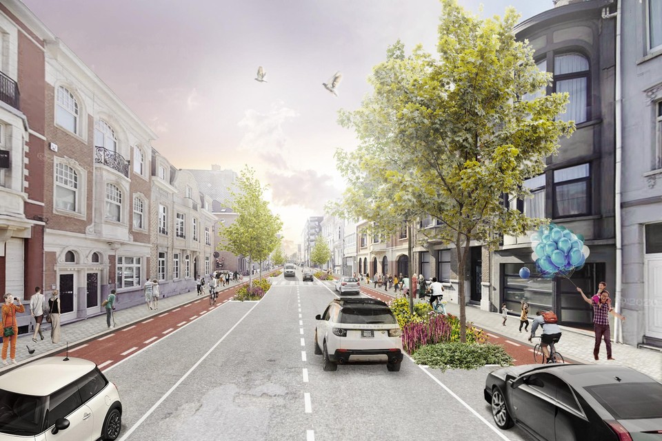 In de Leopoldstraat voert de stad tweerichtingsverkeer in en komen er aan beide zijden fietspaden.