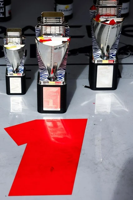 Red Bull's three trophies at Spa: first and second for the drivers and first for the constructors.