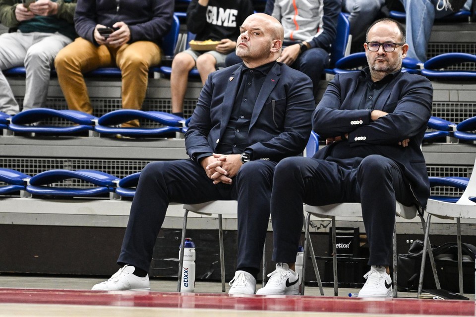 General Manager Eddy Faus next to coach Ivica Skelin of Telenet Giants Antwerp. 
