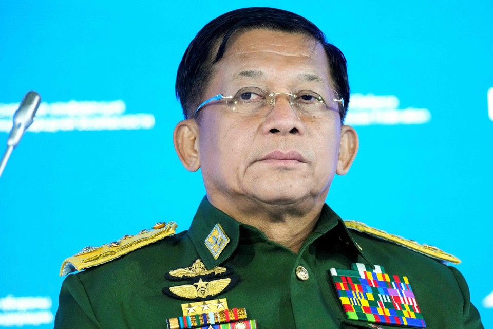 Het hoofd van de junta Min Aung Hlaing. 