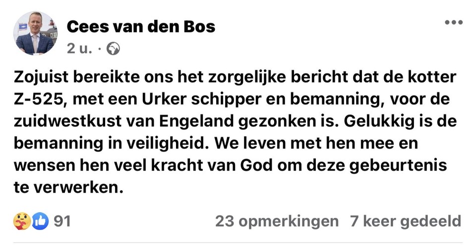 De burgemeester van de thuisstad van de Nederlandse bemanning reageerde ondertussen op sociale media.