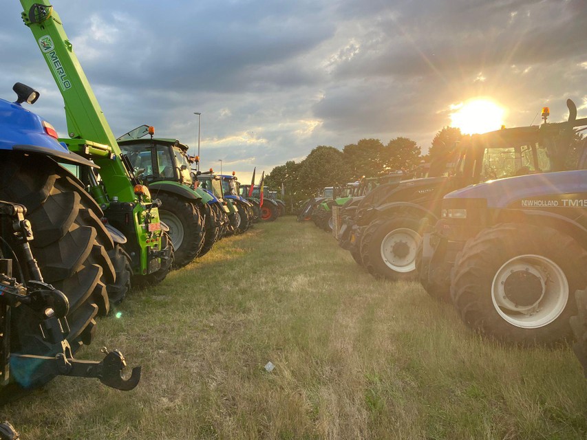 The dozens of tractors were neatly set up in a large field near Kinroois town hall. 