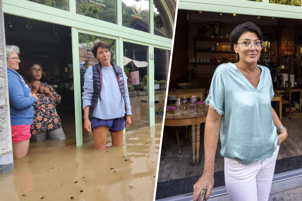 Fabienne haar restaurant stond vorige week nog onder water, vandaag is ze weer open.