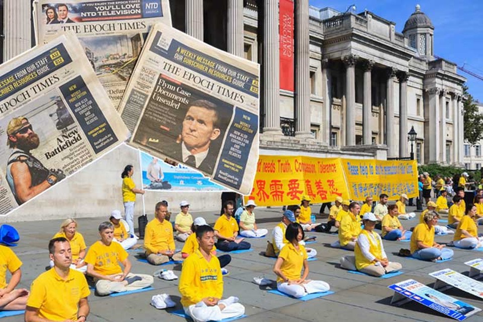Vredevol protest door leden van Falun Gong, hier in Londen (2013). 