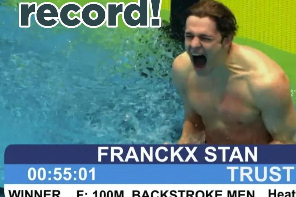 Stan Franckx was duidelijk door het dolle heen na zijn Belgische record.