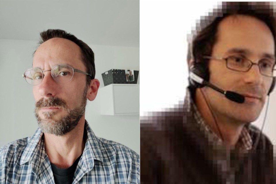 Journalist Dominique Deckmyn nam een selfie. Op basis daarvan vond Pimeyes de rechtse foto, die ongeveer vijftien jaar oud is en onder meer gebruikt wordt in een vals Linkedin-profiel van ene Dave Caufield. 