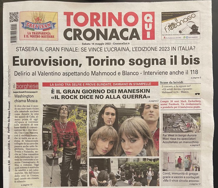 De voorpagina van ‘Torino Cronaca’ van zaterdag. 