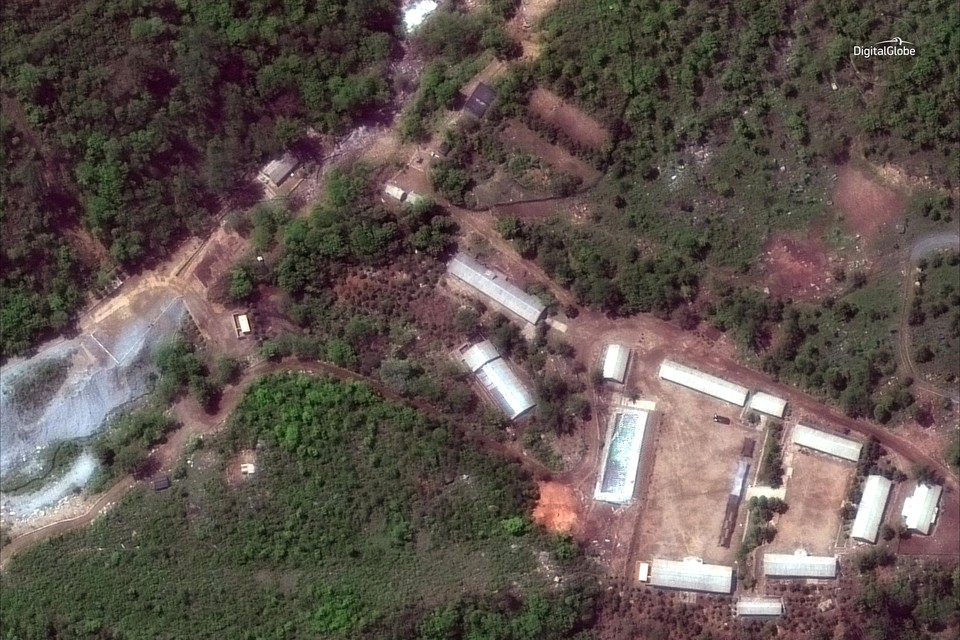 Archiefbeeld: een satellietfoto van de testsite Punggye-ri in 2018. 
