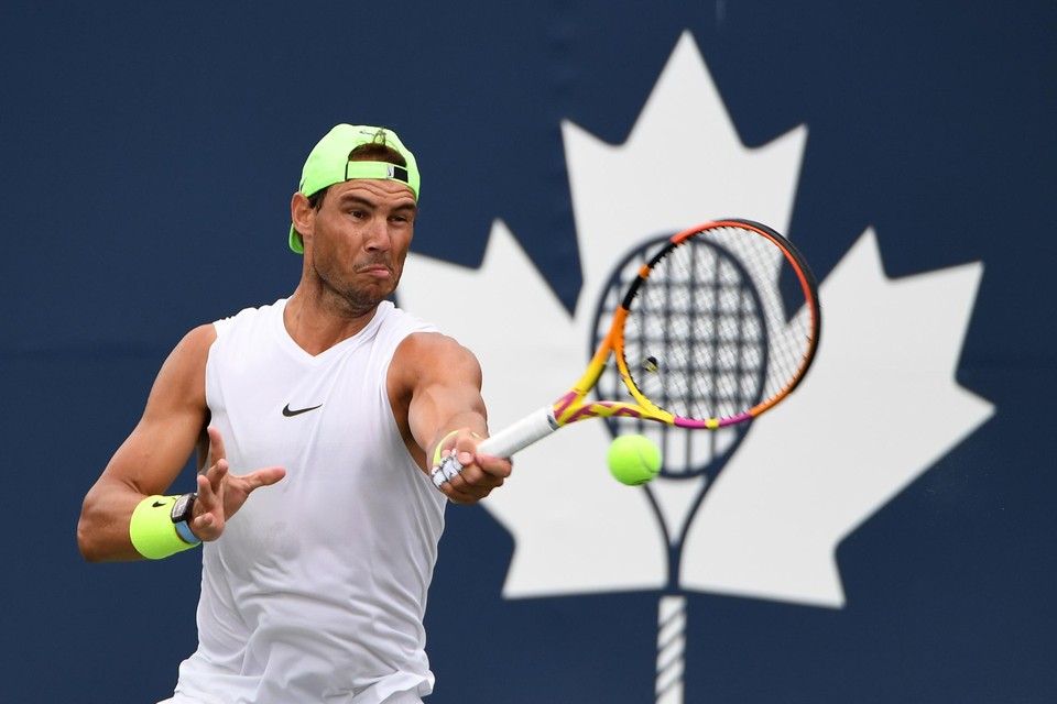 Rafael Nadal trainde wel in Toronto, maar trok zich toch terug uit het toernooi. 