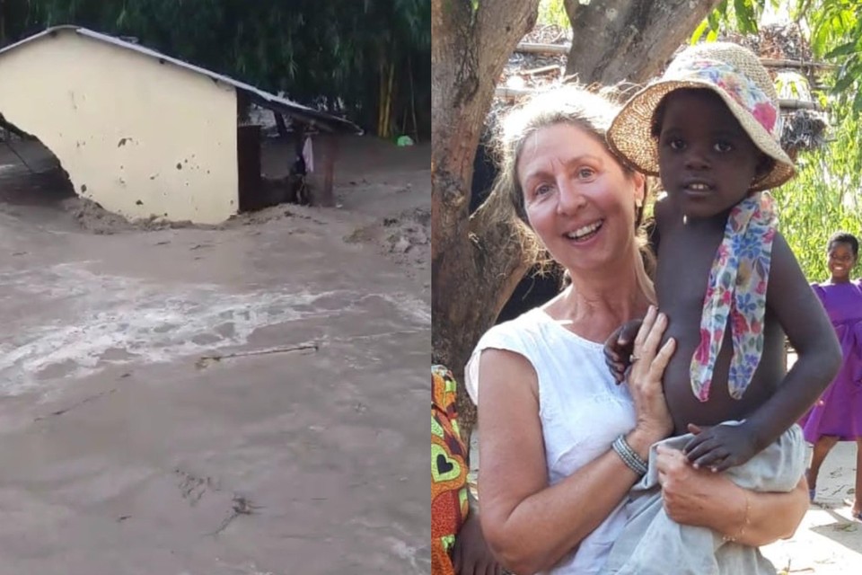 Kathleen uit Baardegem is in Majanga, Malawi, waar het kleuterschooltje dat de vzw heeft opgetrokken nu liefst honderd dakloze gezinnen opvangt na de doortocht van cycloon Freddy.
