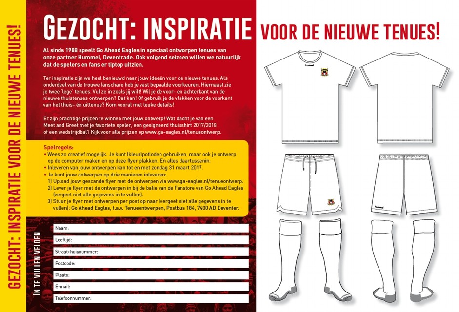 Laatste Bedrijfsomschrijving Klant Inspiratie op: Go Ahead Eagles laat supporters voetbalshirt ontwerpen | Het  Nieuwsblad Mobile