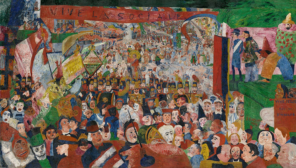 ‘De intrede van Christus in Brussel in 1889’ is van de hand van de Oostendse kunstenaar James Ensor.