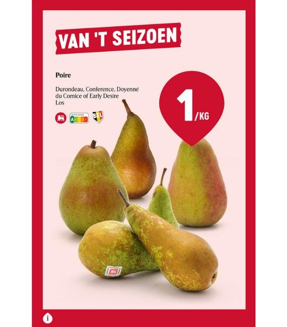 Eén euro per kg voor alle beschikbare soorten peren 